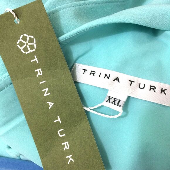 NEW Trina Turk Aqua Azzurra Cape Overlay Dress NWT Resort Wedding Cocktail XXL - Picture 8 of 8